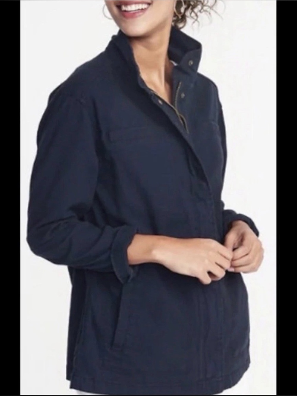 Old Navy Women’s Cargo Jacket Utility Full Zip Sz XS Blue Military Lightweight